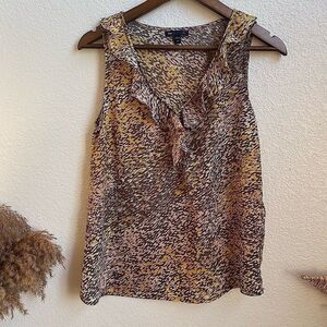 Gap Women Gray Sleeveless Blouse Ruffle accents